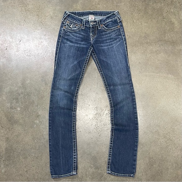 True Religion Low Rise Straight Jeans Womens 25 Flap Pocket USA Made - Picture 3 of 8